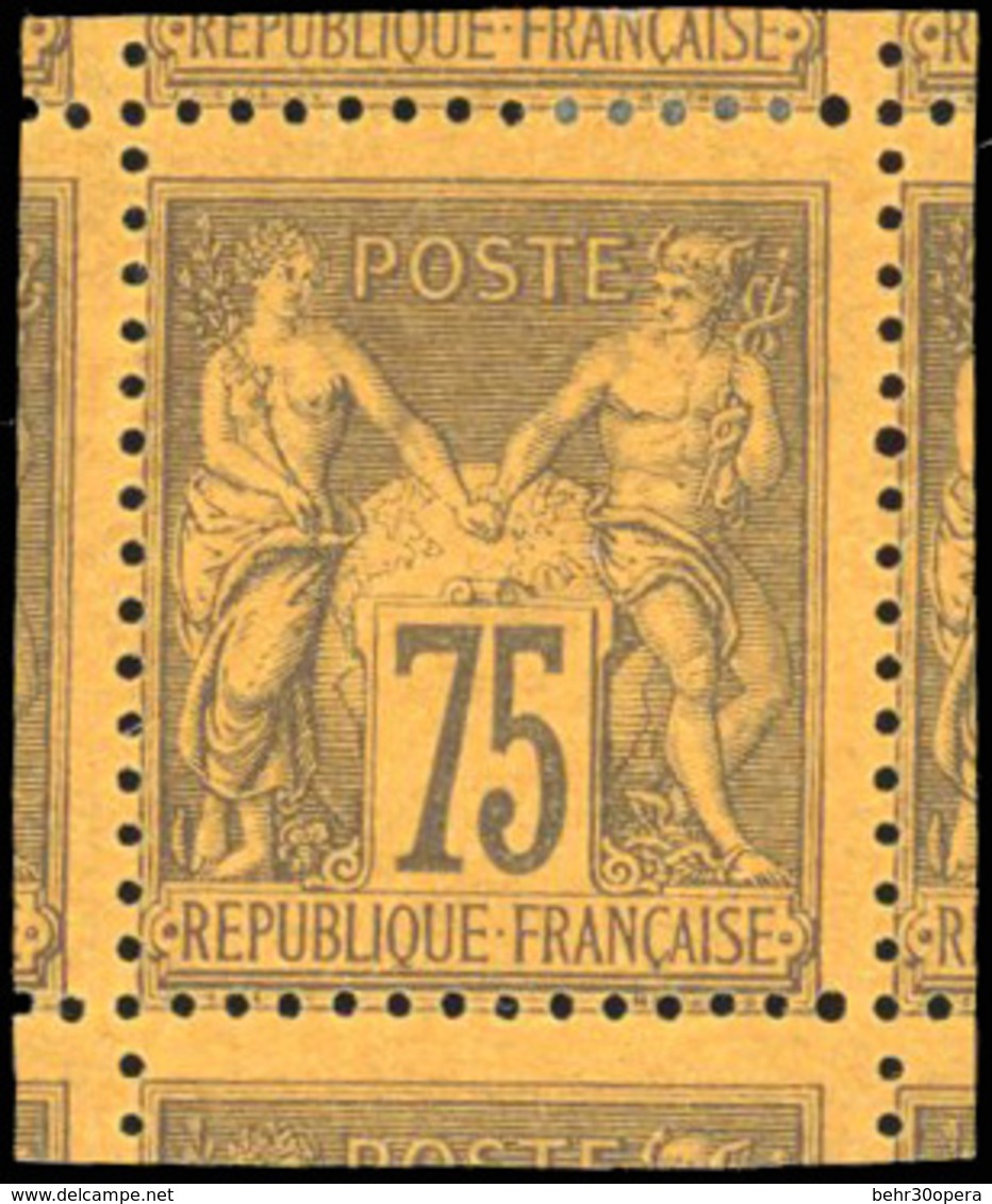 * N°99 - 75c. Violet S/jaune. Encadré De 4 Voisins. SUP. - 1876-1878 Sage (Type I)