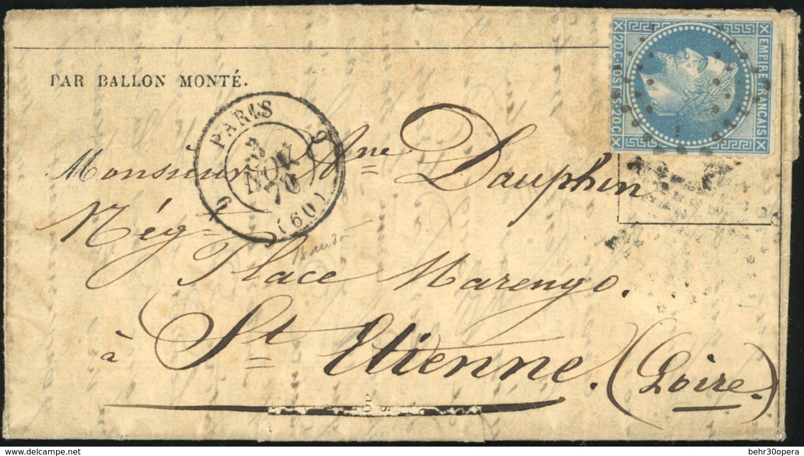 O N°29 - LE FERDINAND FLOCON. 20c. Laurés Obl. étoile S/Gazette Des Absents N°4, Avec Supplément, Frappée Du CàD De PARI - Guerre De 1870