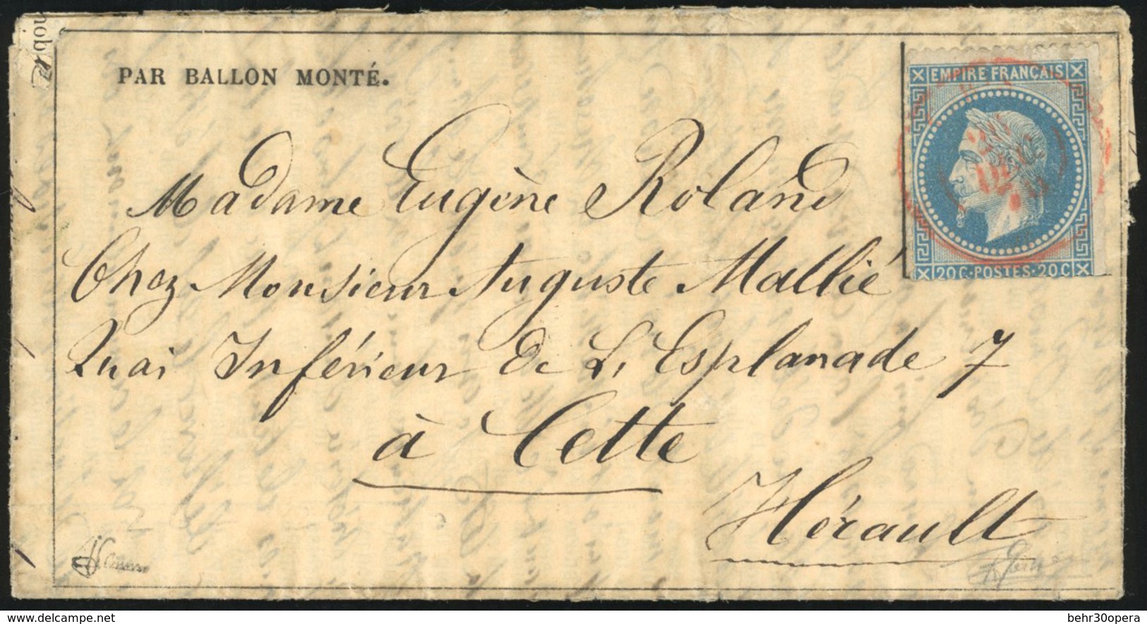 O N°29 - LE TOURVILLE. 20c. Laurés Obl. S/Gazette Des Absents N°19 Frappée Du Cachet Rouge PARIS SC Du 26 Décembre 1870  - Krieg 1870