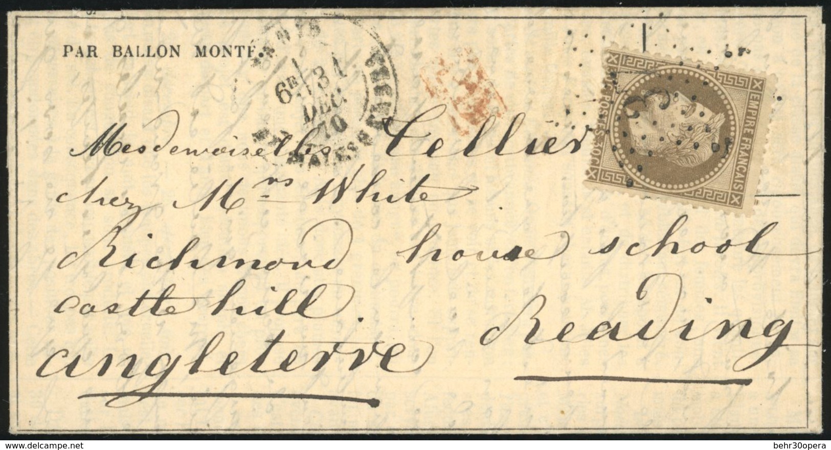 O N°30 - LE NEWTON. 30c. Laurés Obl. étoile 3 S/Gazette Des Absents N°20 Frappée Du CàD De PARIS - PL. DE LA MADELAINE D - Oorlog 1870