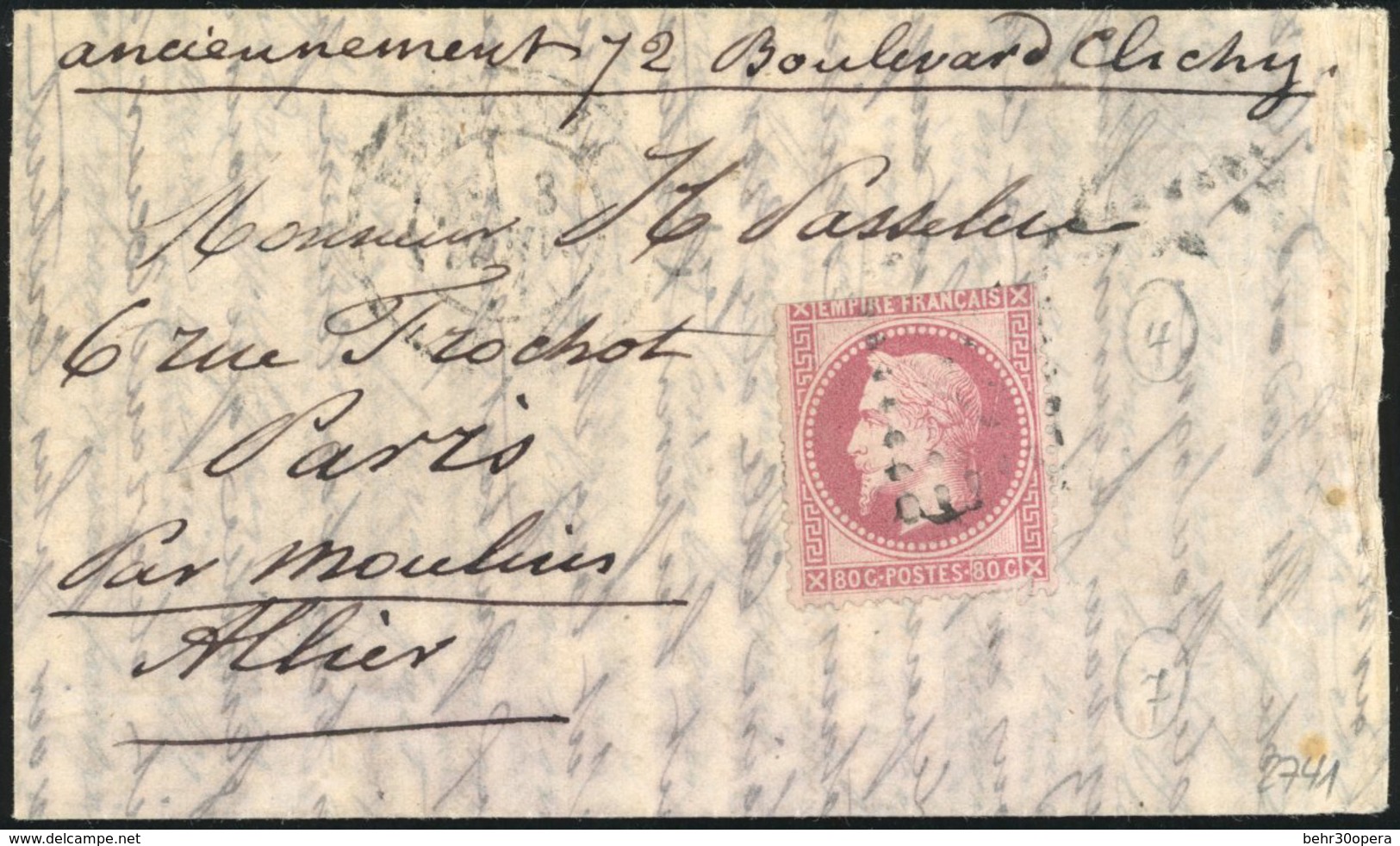 O N°32 - 80c. Laurés (20c. Remplacé), S/lettre Manuscrite De BORDEAUX Du 2 Janvier 1871 Frappée Du CàD Du 3 Janvier à De - War 1870
