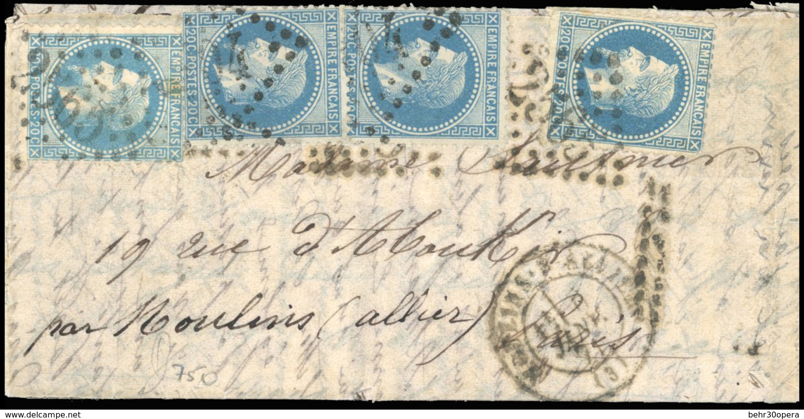 O N°0 - Lettre Manuscrite De BRUXELLES Du 18 Décembre 1870 à Destination De La Rue D'Aboukir - PARIS, Par Moulins. 2 X 2 - Guerre De 1870