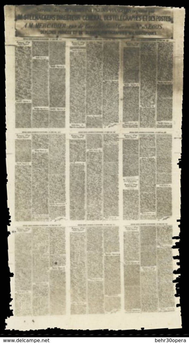 (*) Collodion De STEENACKERS Comportant 9 Pages De Dépêches Privées. 1ère Série Non Numérotée. TB. - War 1870