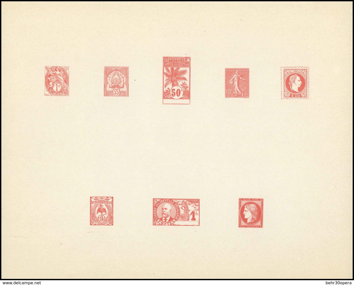 (*) N°107 - Feuillet Imprimé à L'atelier Des Timbres Poste Vers 1905 Avec Clichés Originaux De Timbres De L'Atelier Et D - Other & Unclassified