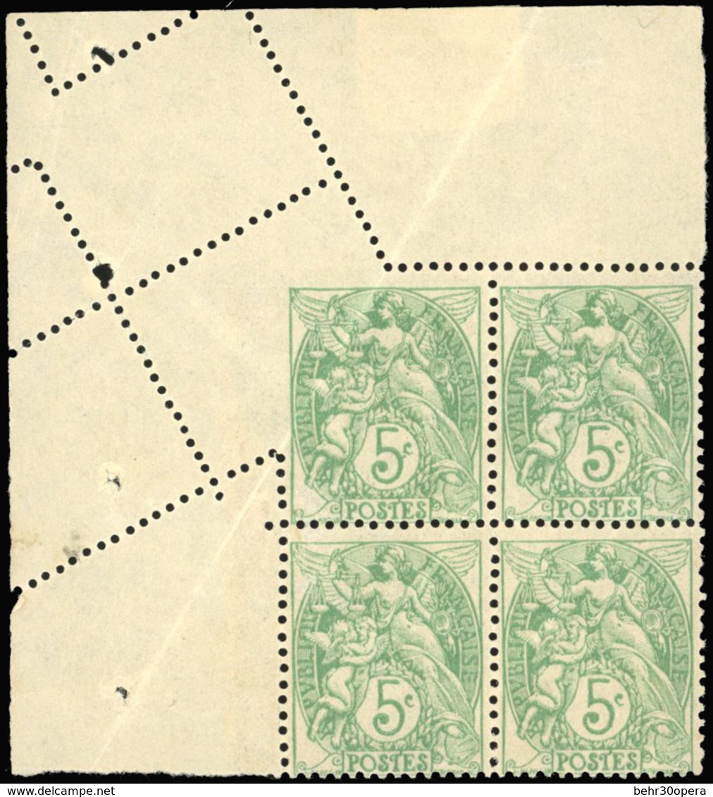 ** N°111d - 5c. Vert. Type I. Bloc De 4. Variété De Piquage Par Pliage. SUP. - Other & Unclassified