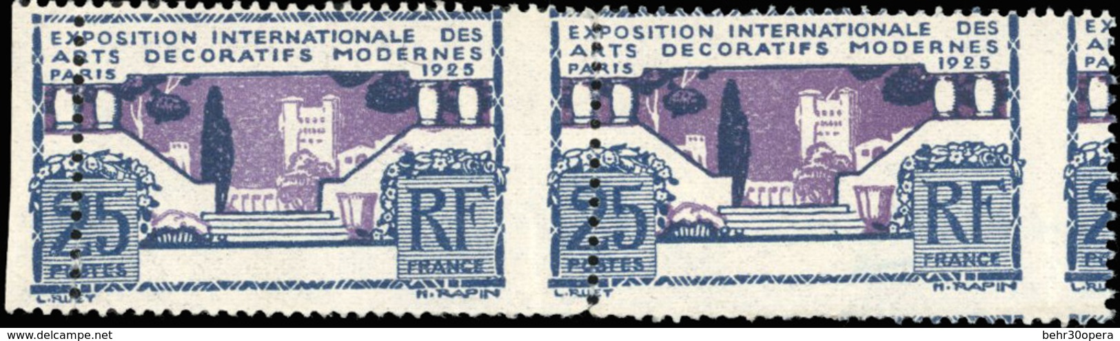 * N°213 - 25c. Arts Décoratifs. Paire. Impression Très Déplacée Donnant L'impression D'un Non Dentelé. SUP. - Autres & Non Classés