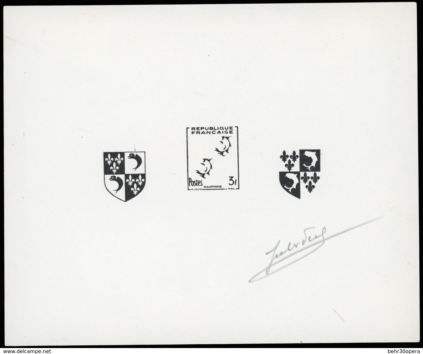 (*) N°954 - DAUPHINE. Blason. Epreuve En Noir Décomposée En 3 éléments Sur La Même épreuve + Epreuve En Couleur. SUP. - Other & Unclassified