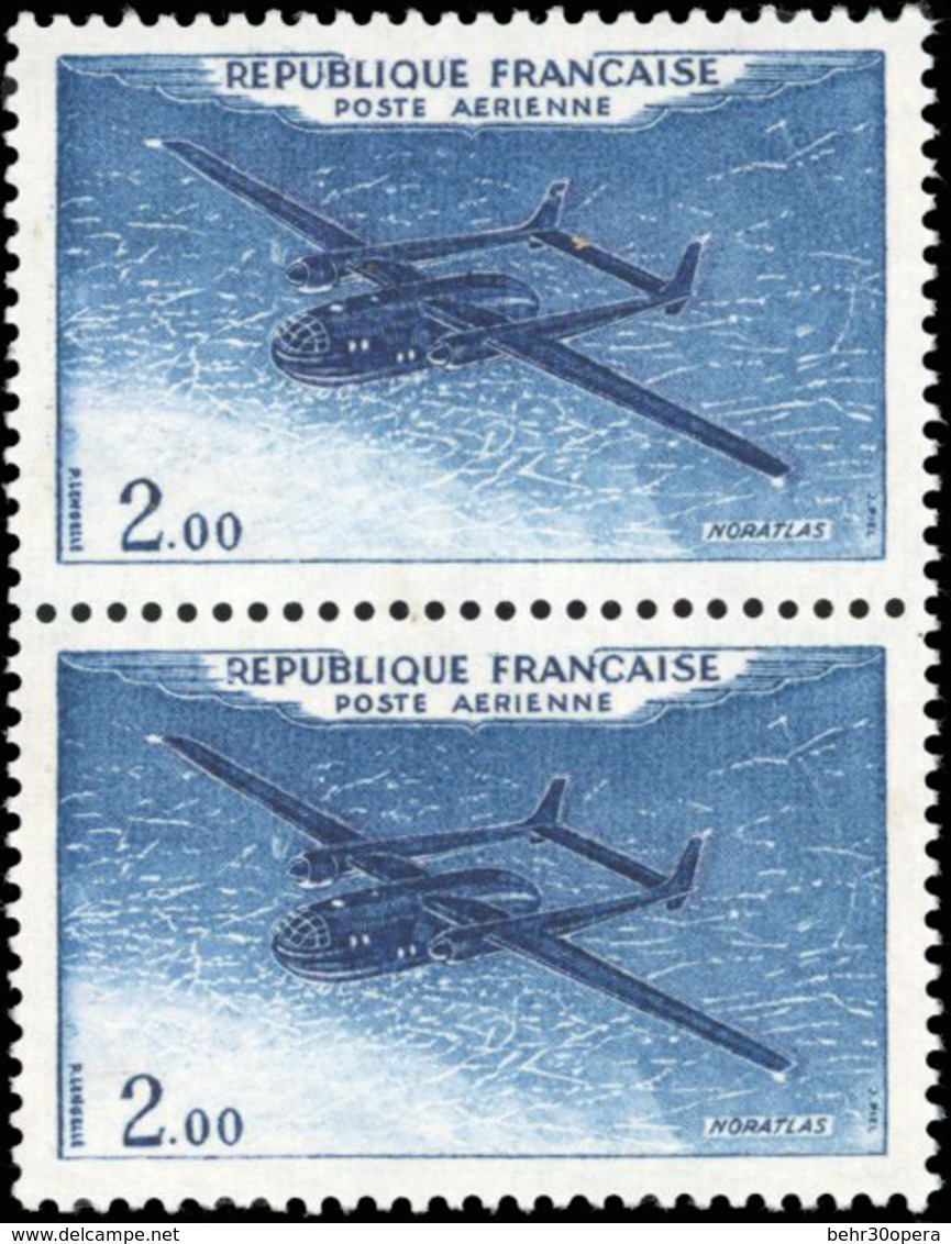 ** N°38 - 2Fr. Brun-noir Et Outremer. Variété D'impression Avion Bleu. TB. - Andere & Zonder Classificatie