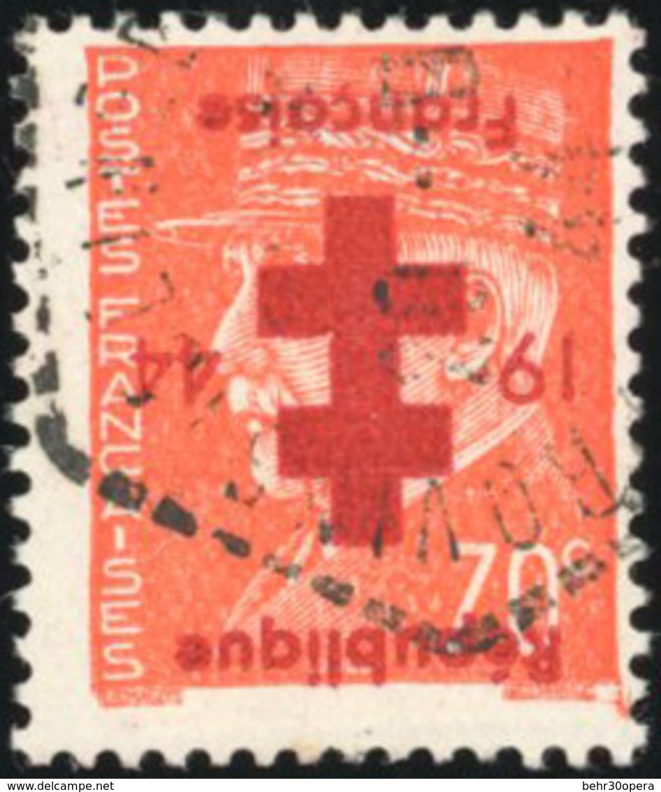 O N°22 - PROVINS. 70c. Orange. Surcharge Rouge. Obl. TB. - Liberación