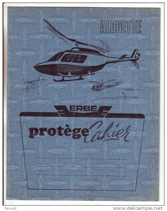 Protège Cahier Bleu Erbé Hélicoptère Alouette Avec Tables Et Mesures 60' - Transports