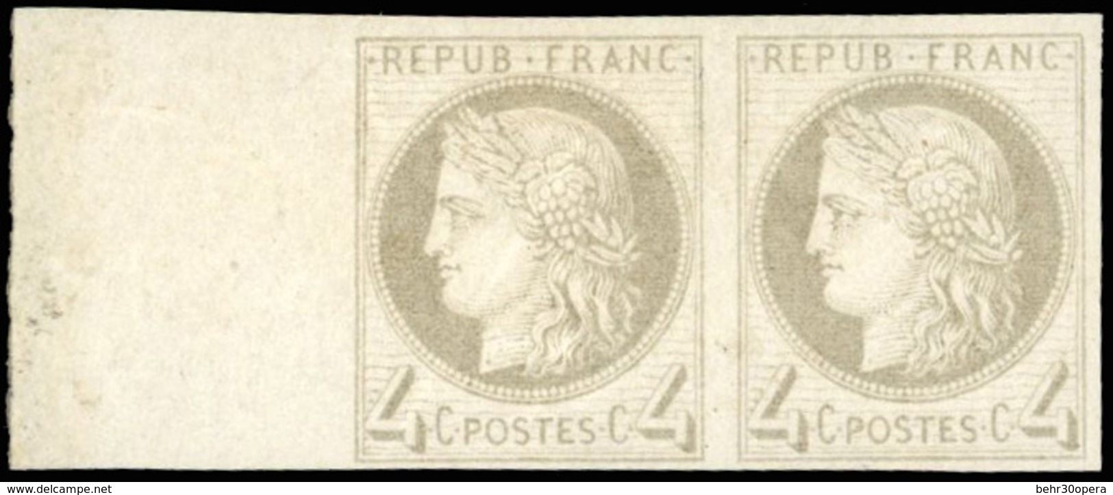 * N°16 - 4c. Gris. Paire Avec BdeF. Plus Grand Multiple Connu De Ce Timbre. Pièce Unique. RRR. - Otros & Sin Clasificación