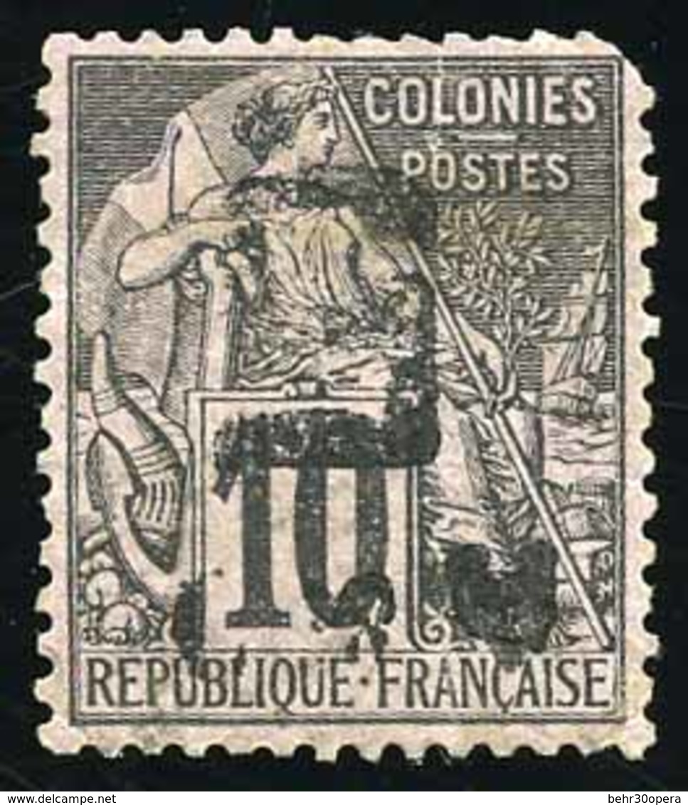 * N°4a - 5 S/10c. Noir S/lilas. Surcharge Renversée. 2 Dents Manquantes. B. - Other & Unclassified