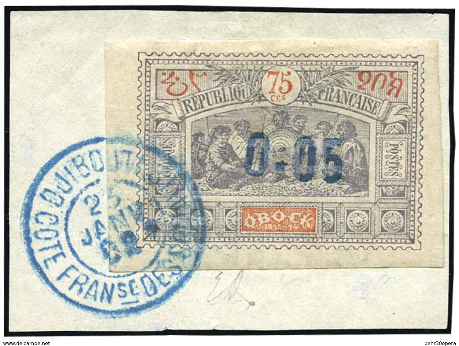 O N°34 - 0,05 S/75c. Obl. S/petit Fragment. SUP. - Other & Unclassified