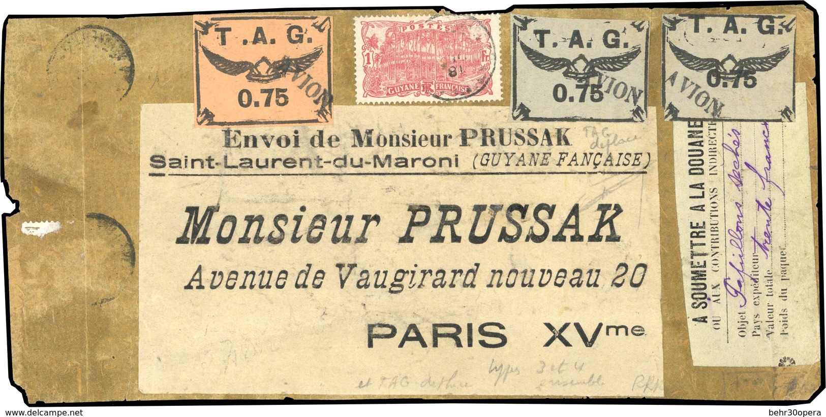 O N°3+ 4 + 4A - 75c. Noir S/saumon + 75c. Noir S/bleuté + 75c. Noir S/gris Obl. S/fragment De Lettre De Monsieur PRUSSAK - Autres & Non Classés