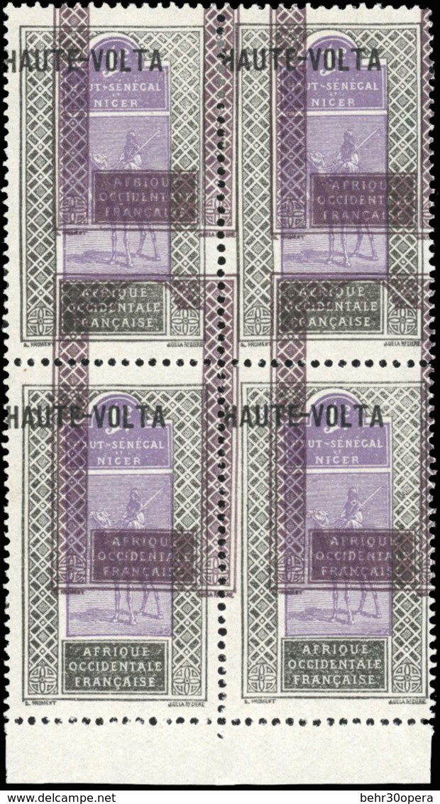 * N°1a - 1c. Violet-brun Et Violet. Double Impression Du Cadre. Bloc De 4. BdeF. 2 Timbres *. SUP. - Otros & Sin Clasificación