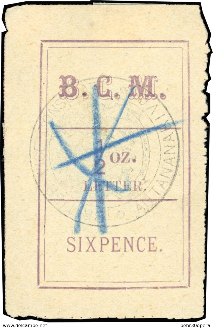 O N°1 - 6d. (1/2 Oz) Magenta. Cachet ''BRITISH VICE-CONSULATE ANTANANARIVO'' En Noir. Obl. (SG#1 - Cote 475£). SUP. - Autres & Non Classés