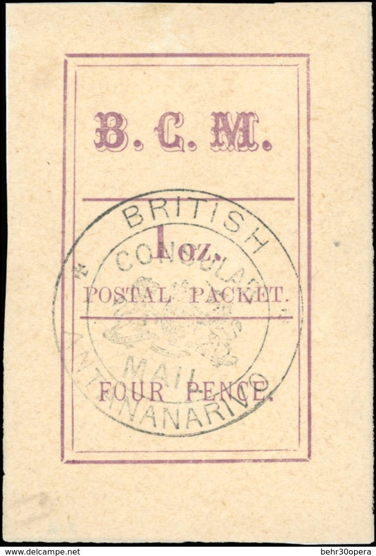 (*) N°13 - 4d. (1 Oz) Magenta. Cachet ''BRITISH CONSULAR MAIL ANTANANARIVO'' En Noir. (SG#12 - Cote 1600£). SUP. - Autres & Non Classés