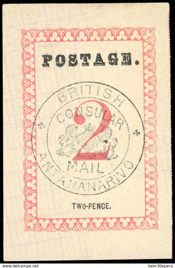 (*) N°32 - 2d. Rose. Cachet ''BRITISH CONSULAR MAIL ANTANANARIVO'' En Noir. Point Après ''POSTAGE'' Et ''PENCE''. (SG#23 - Autres & Non Classés