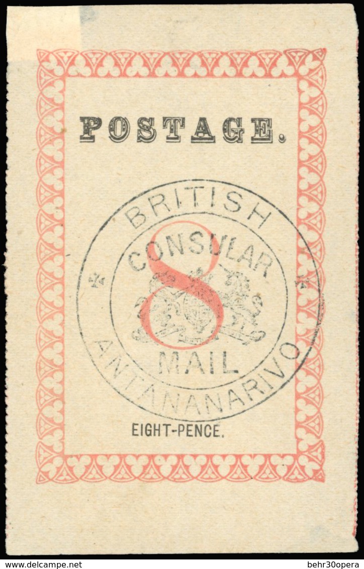 (*) N°35 - 8d. Rose. Cachet ''BRITISH CONSULAR MAIL ANTANANARIVO'' En Noir. Point Après ''POSTAGE'' Et ''PENCE'' (SG#26  - Autres & Non Classés