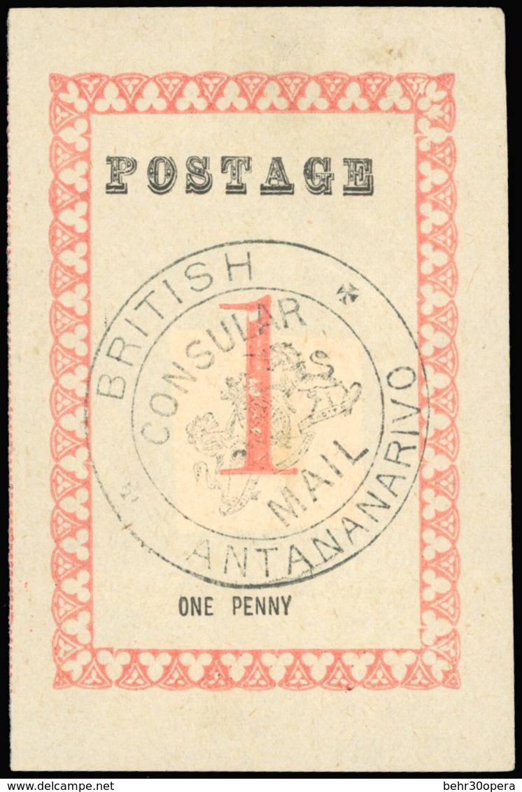 (*) N°37 - 1d. Rose. Cachet ''BRITISH CONSULAR MAIL ANTANANARIVO'' En Noir. Sans Point Après ''POSTAGE'' Et ''PENNY'' (S - Sonstige & Ohne Zuordnung