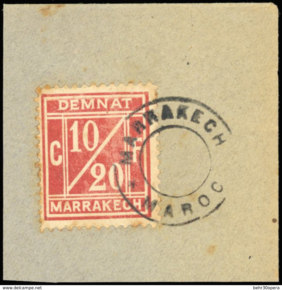 O N°1 - 10/20c. Rouge-orange. Obl. MARRAKECH S/fragment. TB. - Other & Unclassified