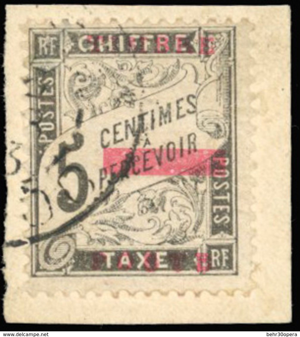 O N°910 - 5c. Noir + 10c. Noir. Surcharge Carmin. Obl. S/fragment. SUP. - Autres & Non Classés