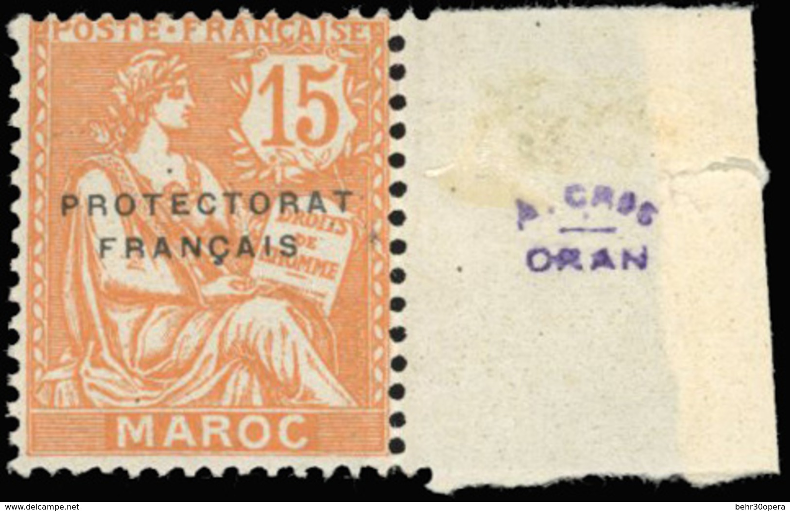 * N°42a - 15c. Sur 15c. Orange Sans Surcharge Arabe . TB. - Other & Unclassified