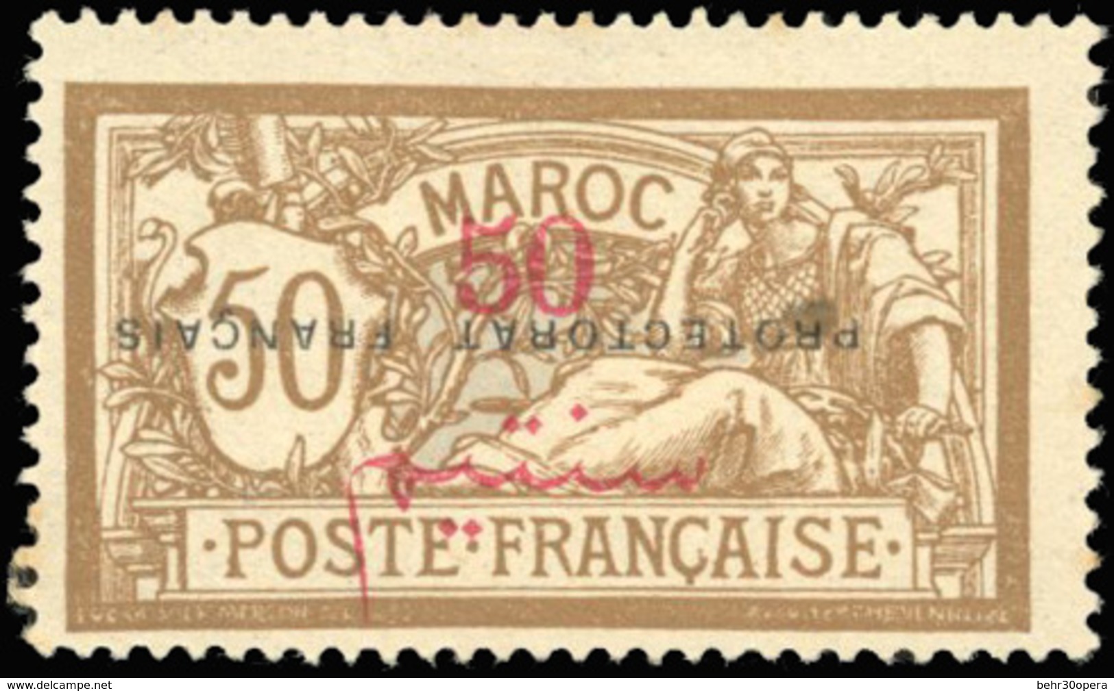 * N°50a - 50c. Sur 50c. Brun Et Gris. Surcharge Renversée. TB. - Other & Unclassified