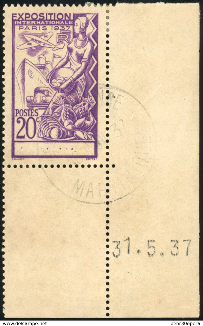 O N°161 - 20c. Violet ''MARTINIQUE'' Manquant Dans Le Cartouche. Obl. Coin Daté 31.5.37. Pièce Unique. SUP. R. - Otros & Sin Clasificación