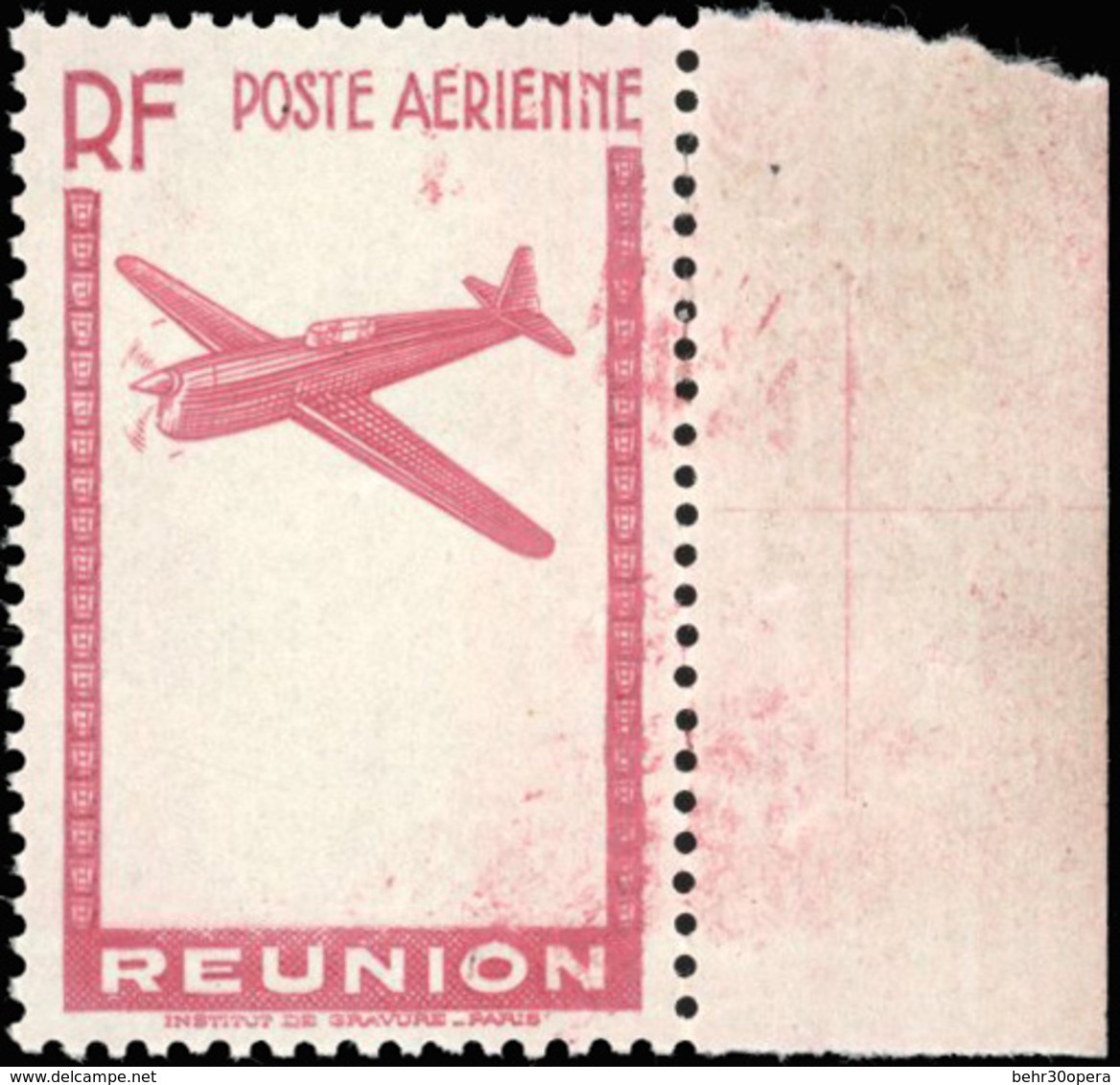 ** N°3 - Cadre Et Avion En Rouge. Valeur Et Fond Absent. BdeF. SUP. - Other & Unclassified