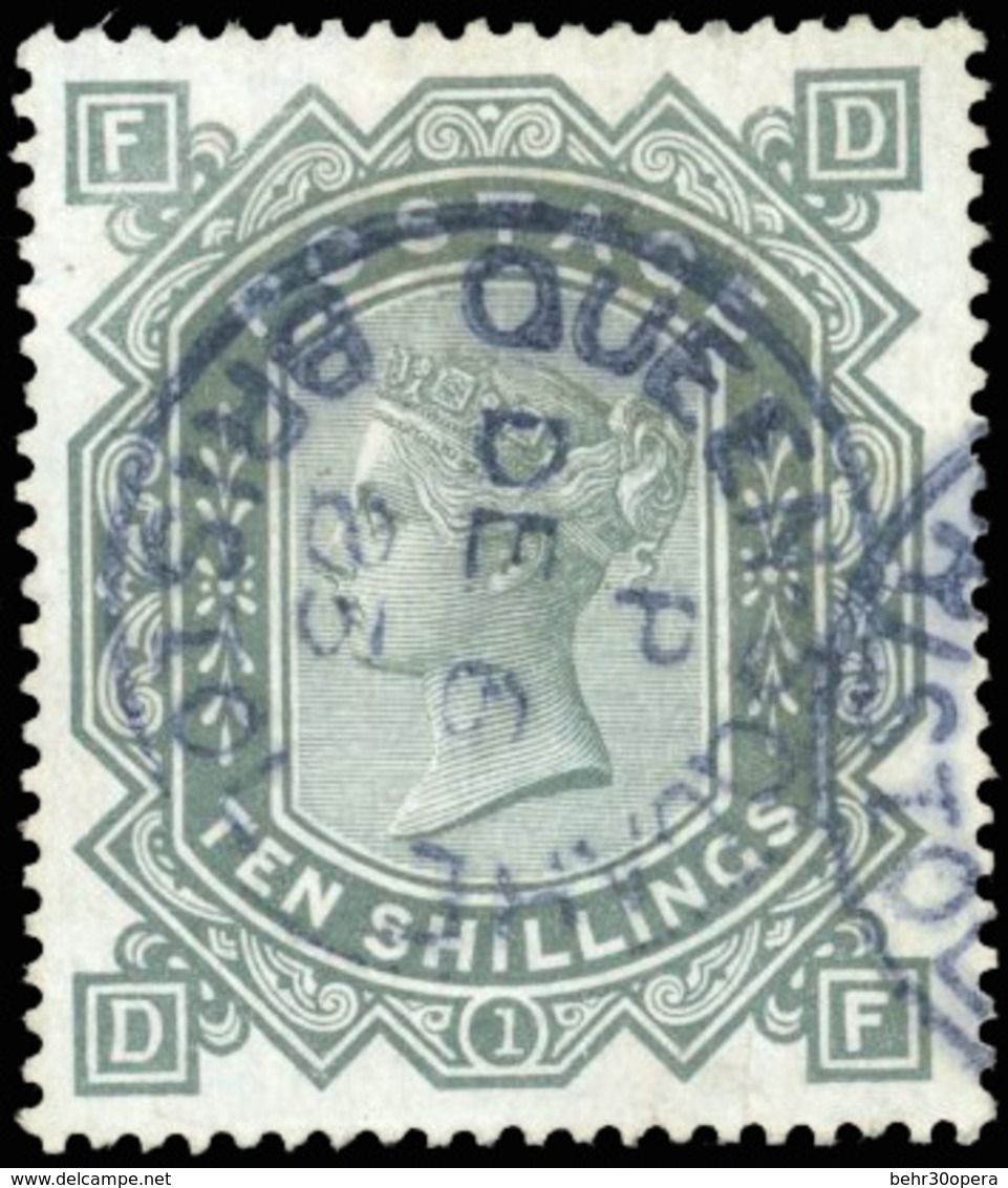 O N°44a - 10s. Gris. Obl. Cachet à Date. Papier Blanc. (SG#135, 4000£). TB. - Autres & Non Classés