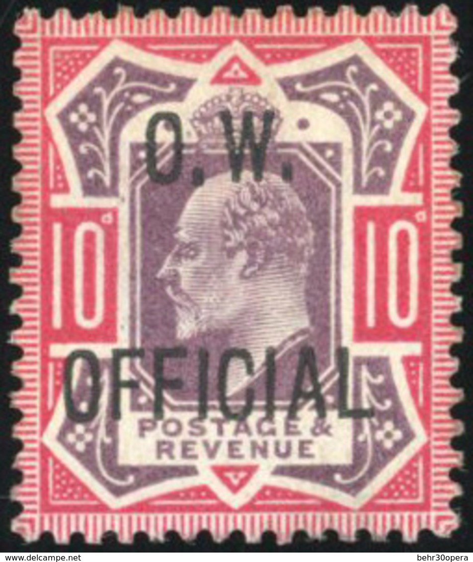 * N°60 - 10d. Purple + Carmine. King Edouard VII. Overprinted O.W. Official. (SG#O40). Unused. Is Genuine. - Sonstige & Ohne Zuordnung