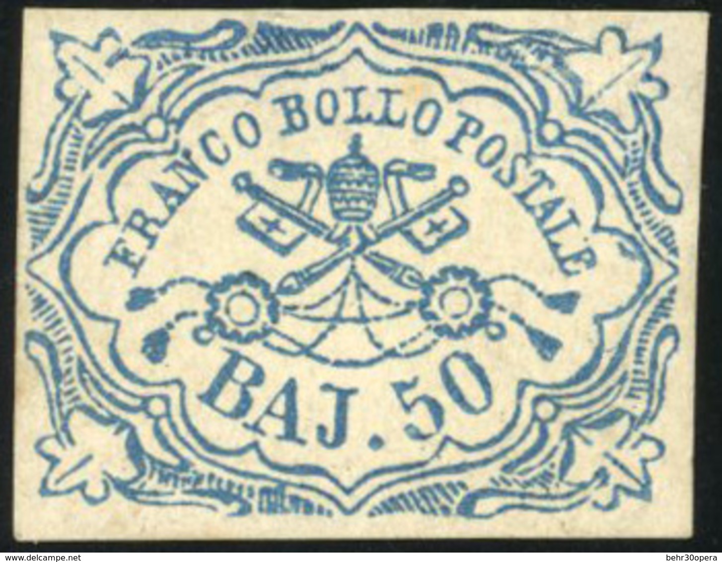 * N°10 - 50b. Bleu. Signé DIENA. TB. - Papal States