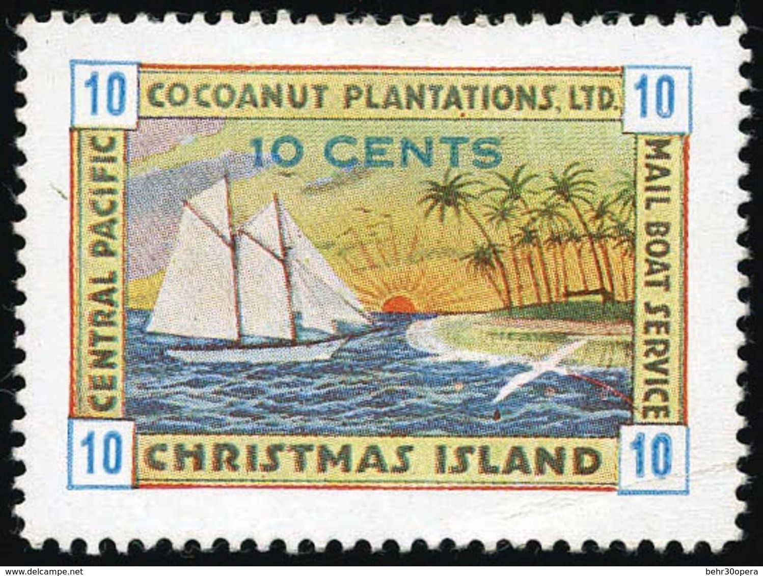 * ILE CHRISTMAS. Vignette Multicolore 10c. De 1936. Poste Locale. TB. - Other & Unclassified