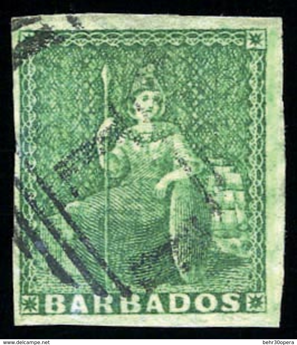 O N°4 - (1/2 P). Vert. Obl. TB. - Barbados (...-1966)