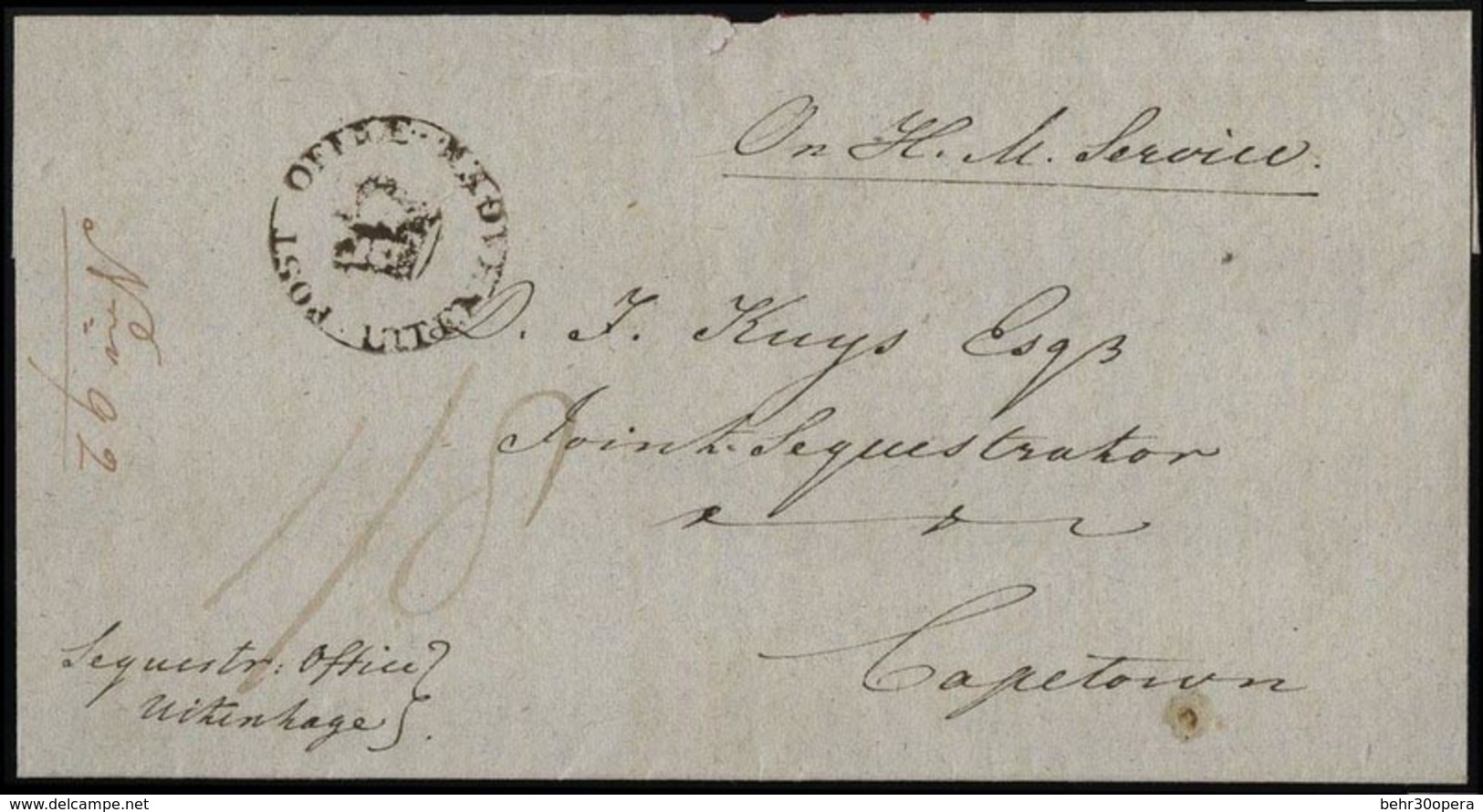 O Cachet Couronné De VITENHAGEN Sur Lettre Adressée à CAPE TOWN. TB. - Cabo De Buena Esperanza (1853-1904)