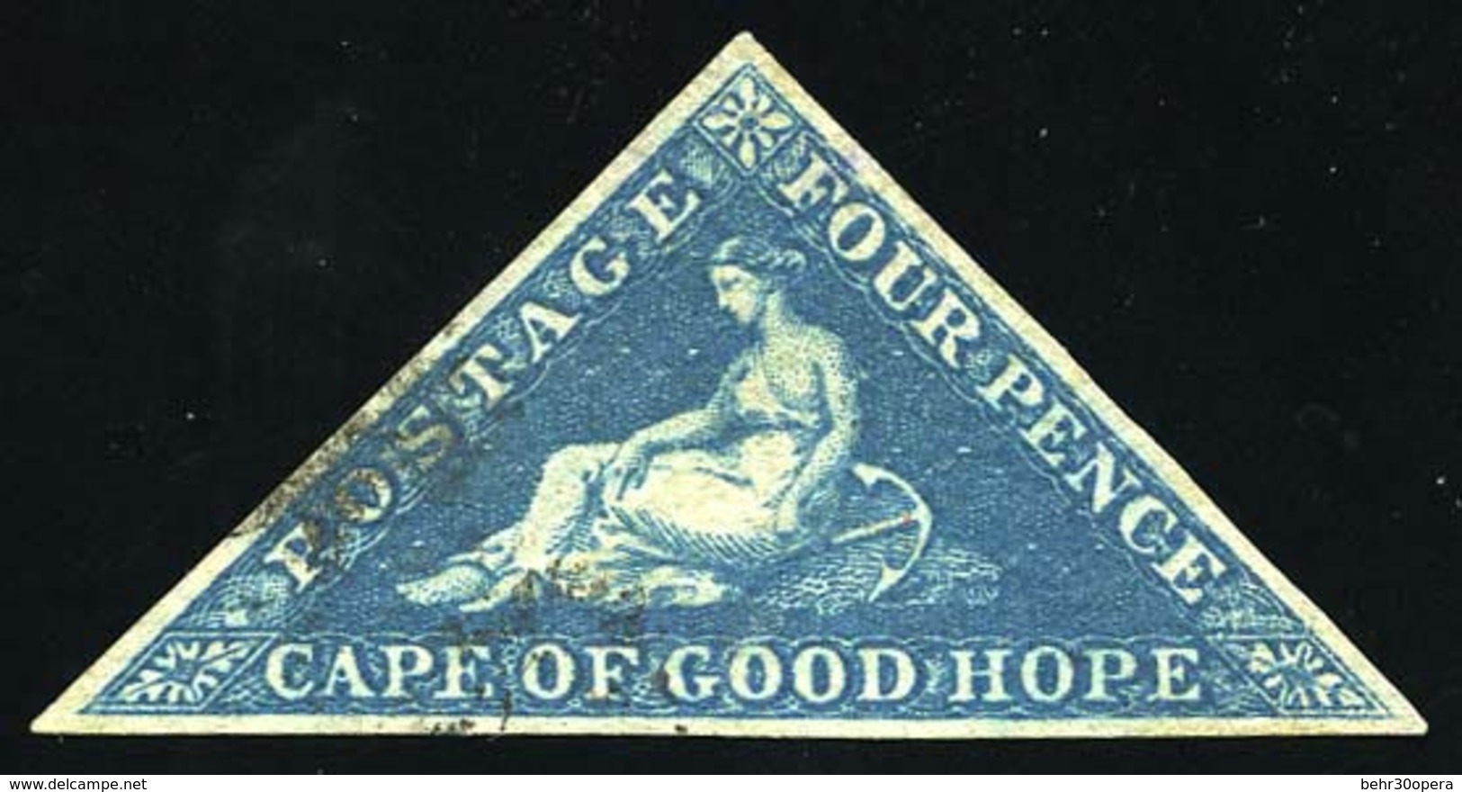 O N°2 - 4 Pence. Papier Bleuté. (SG N°4). TB. - Cabo De Buena Esperanza (1853-1904)