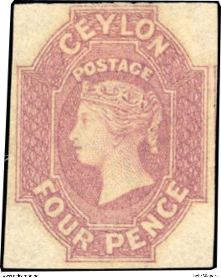 * 4d. Dull Rose. White Paper. Wmk Star. SG#4. Imperf. Unused. SUP. RRR. - Ceylon (...-1947)