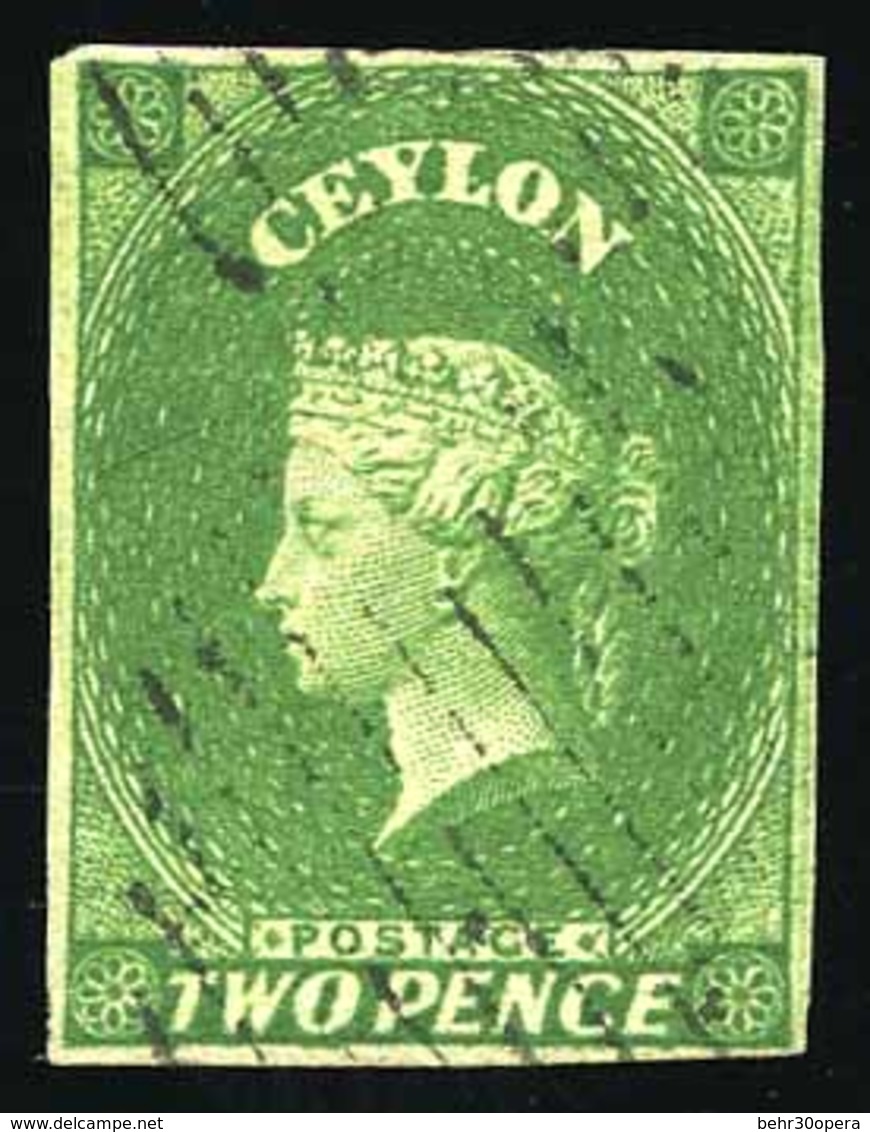 O N°2a - 2p. Vert-jaune. Obl. TB. - Ceylan (...-1947)