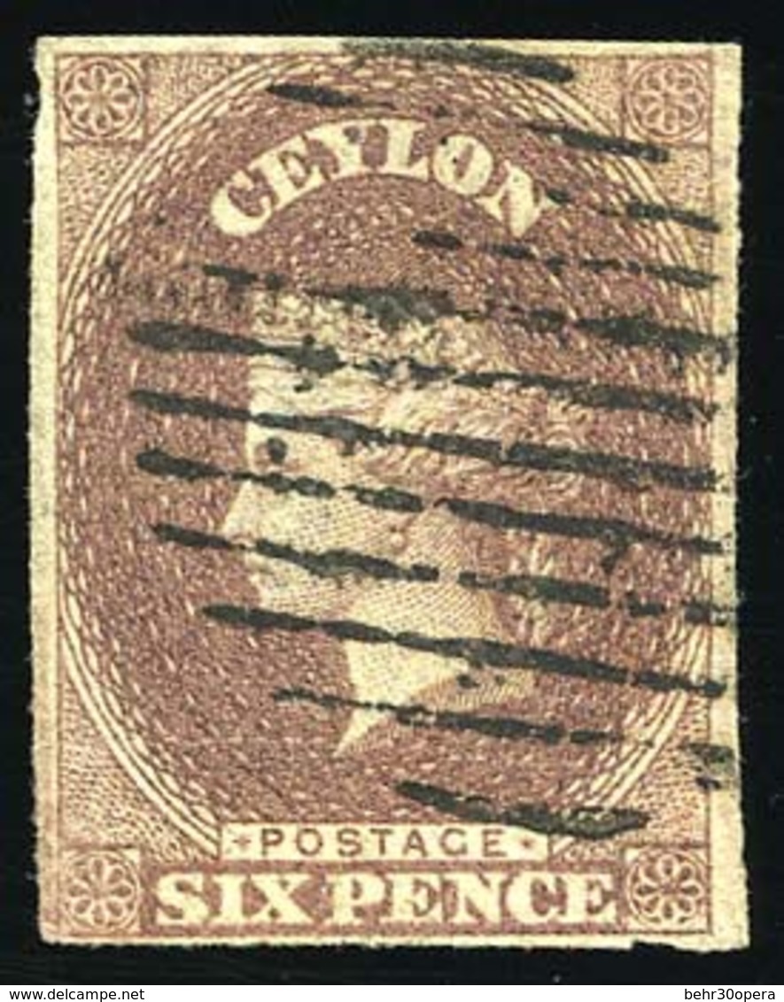 O N°5 - 6 Pence. Obl Légère. (SG6). TB. - Ceilán (...-1947)