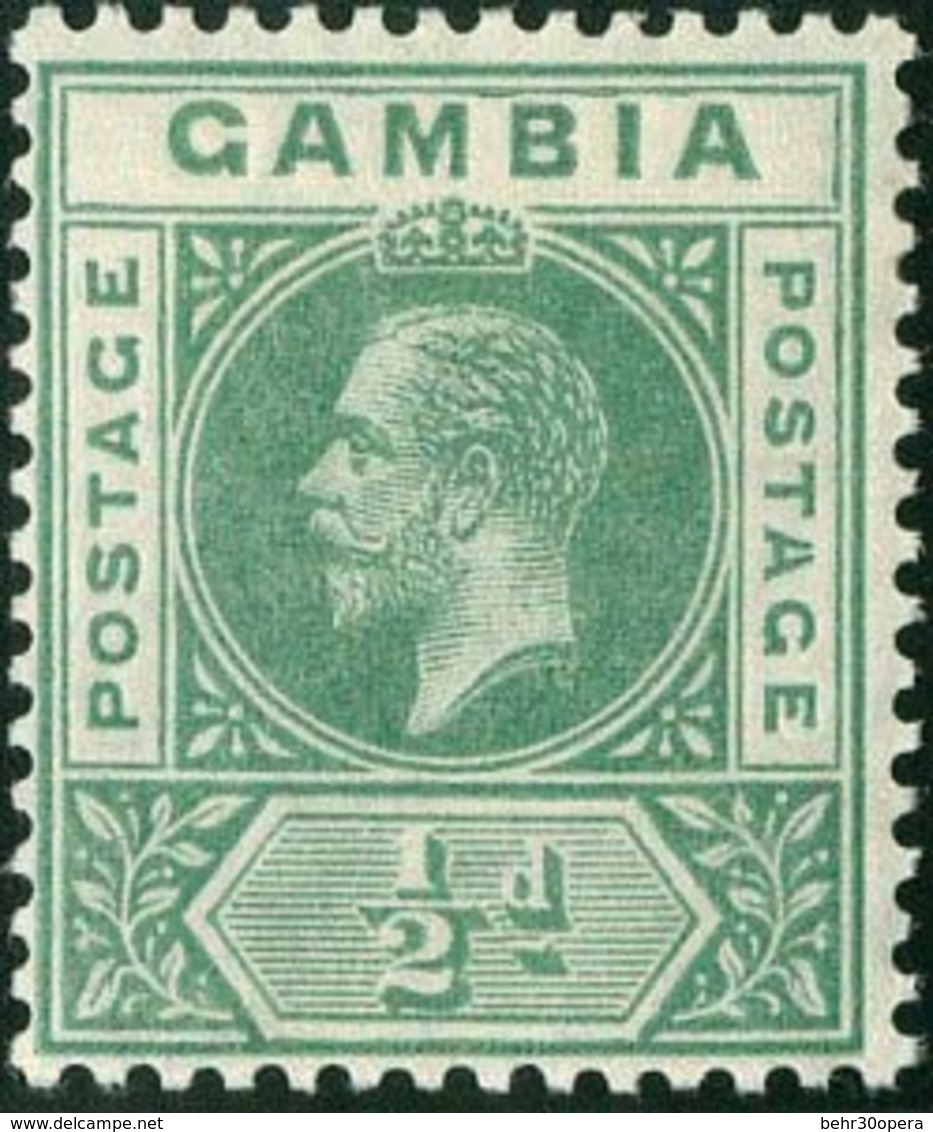 * N°66 - SG#86c. 1/2p. Vert. Variété. Cote 110£. TB. - Gambie (...-1964)