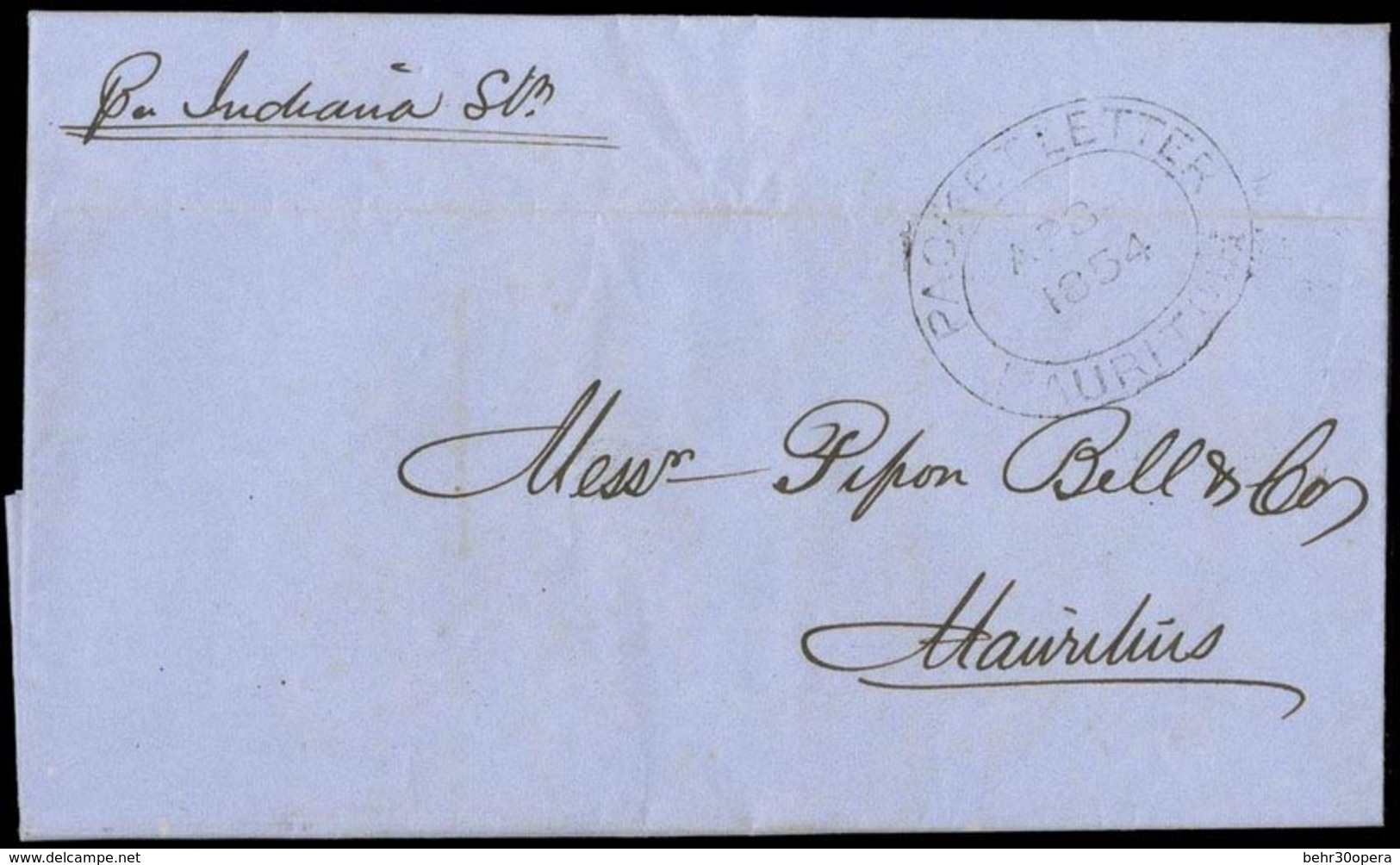 O MARQUE POSTALE. Pli Avec Cachet CALCUTTA/GPO/SHIP LETTER/14 Mars 1864 De L'ILE MAURICE Avec Cachet PACKET LETTER/MAURI - Autres & Non Classés