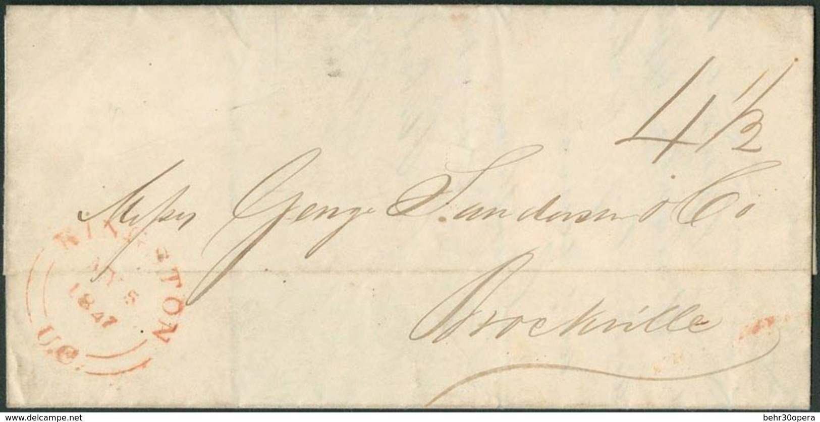 O Lettre Manuscrite Frappée Du CàD Rouge De KINGSTON MAY 5 1847 à Destination De ROCKVILLE. Taxée à 4 1/2. Arrivée Le 6. - Jamaique (1962-...)