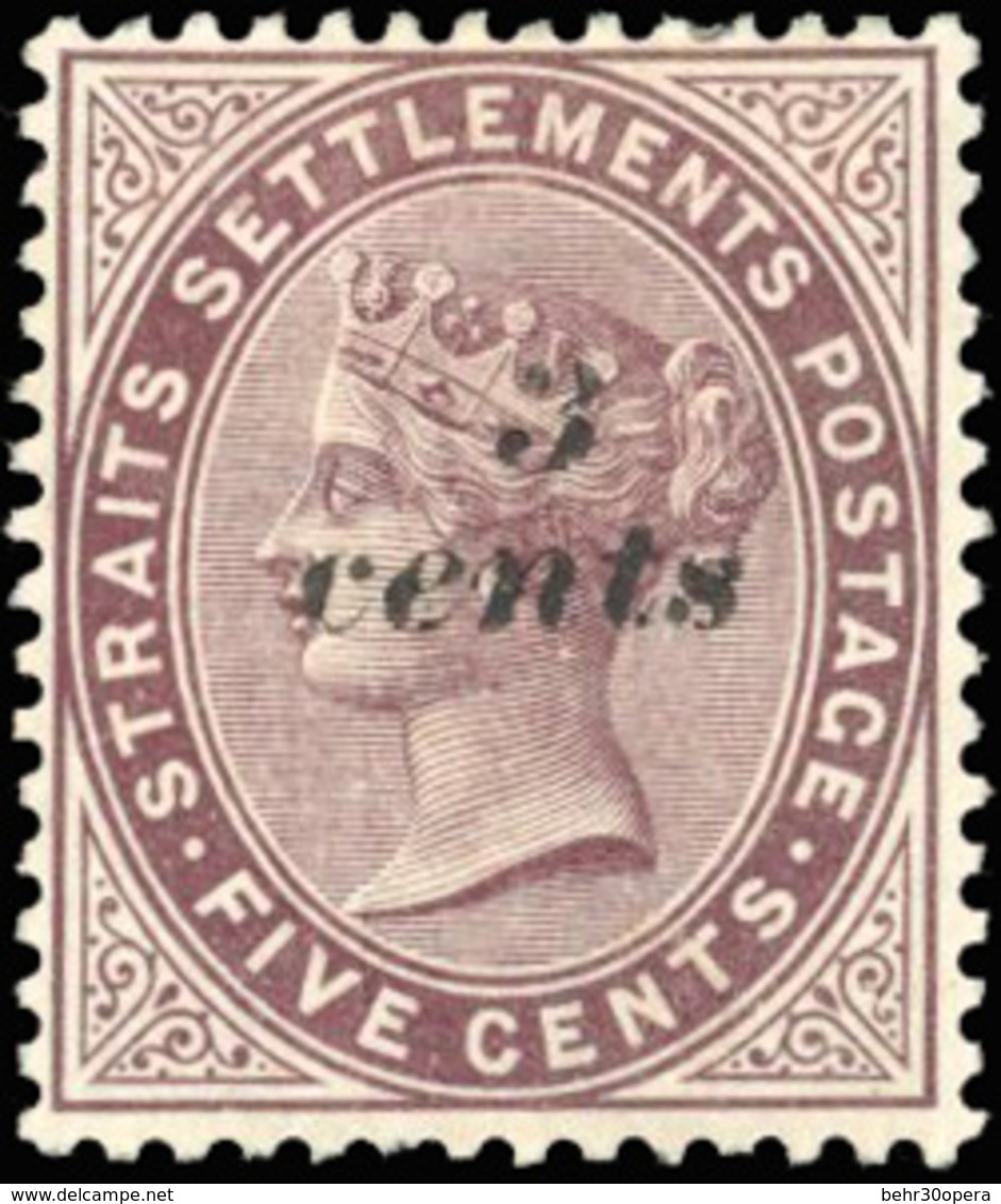 * N°22 - STRAITS SETTLEMENTS. 3c. Sur 5c. Brun-lilas. (SG#84 - C.325£). SUP. - Malacca