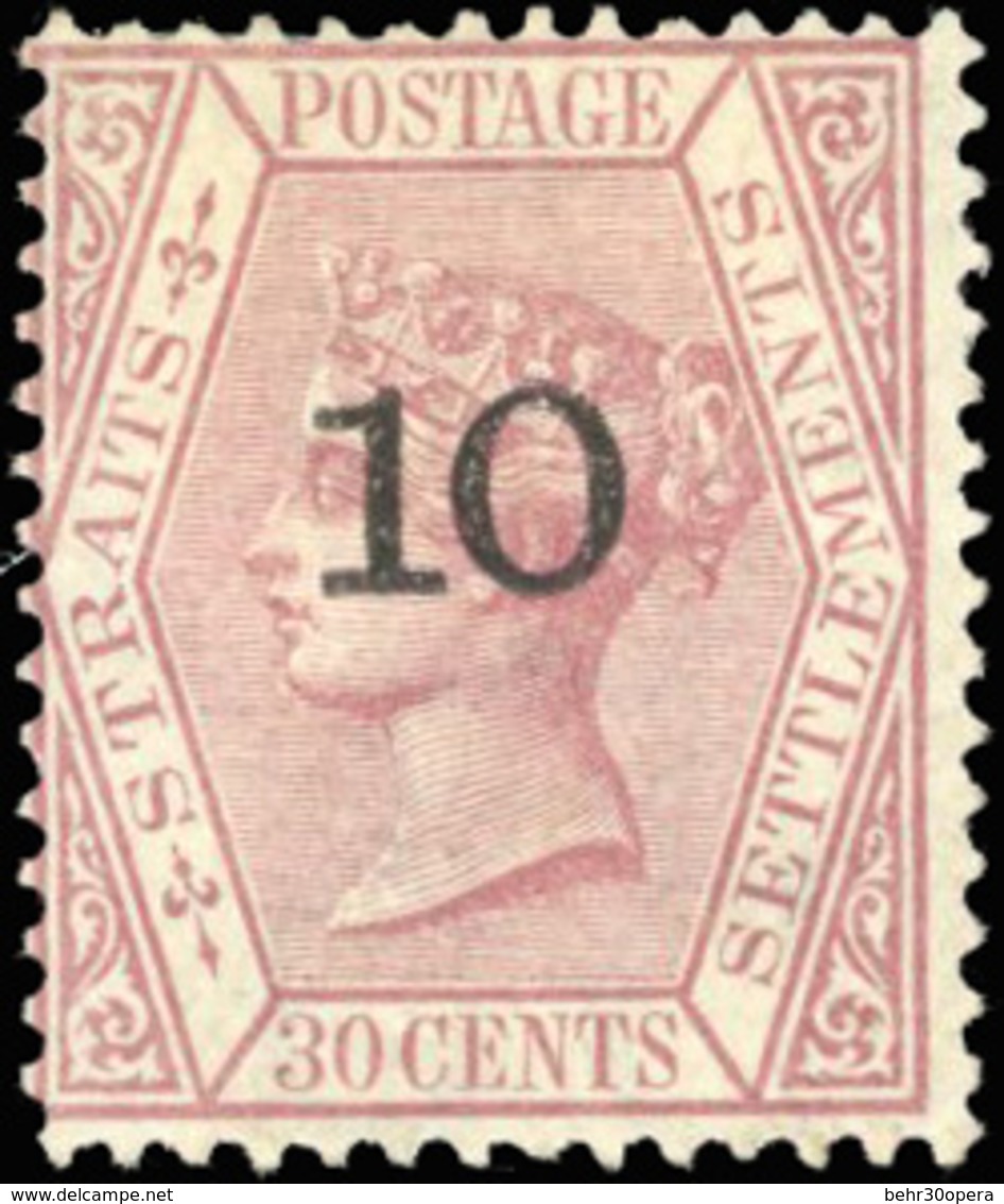 * N°29a - STRAITS SETTLEMENTS. 10 Sur 30c. Carmin. (SG#34 - C.325£). SUP. - Malacca