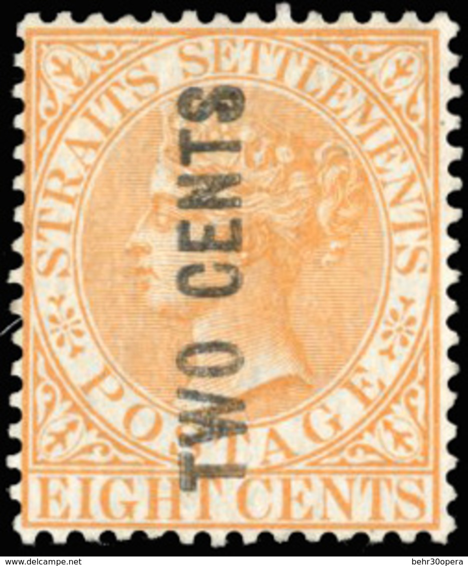 (*) N°45 - STRAITS SETTLEMENTS. 2c Sur 8c. Jaune-orange. (SG#54 - C.350£). SUP. - Malacca