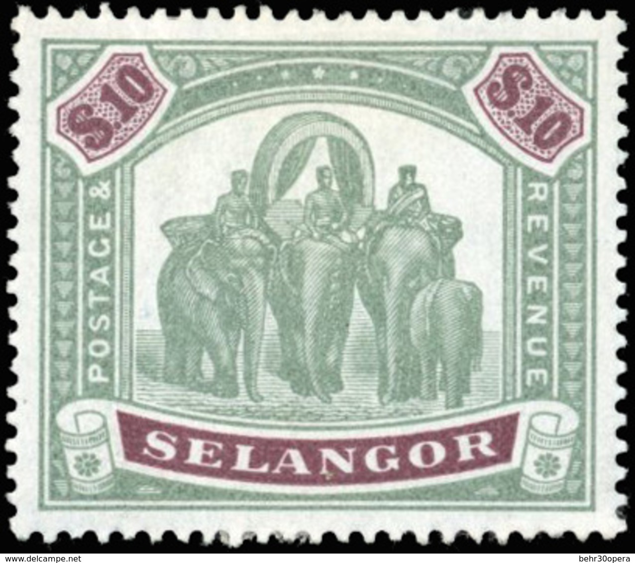 * N°24 - 10$. Vert Et Violet. (SG#65 - C.900£). SUP. - Selangor