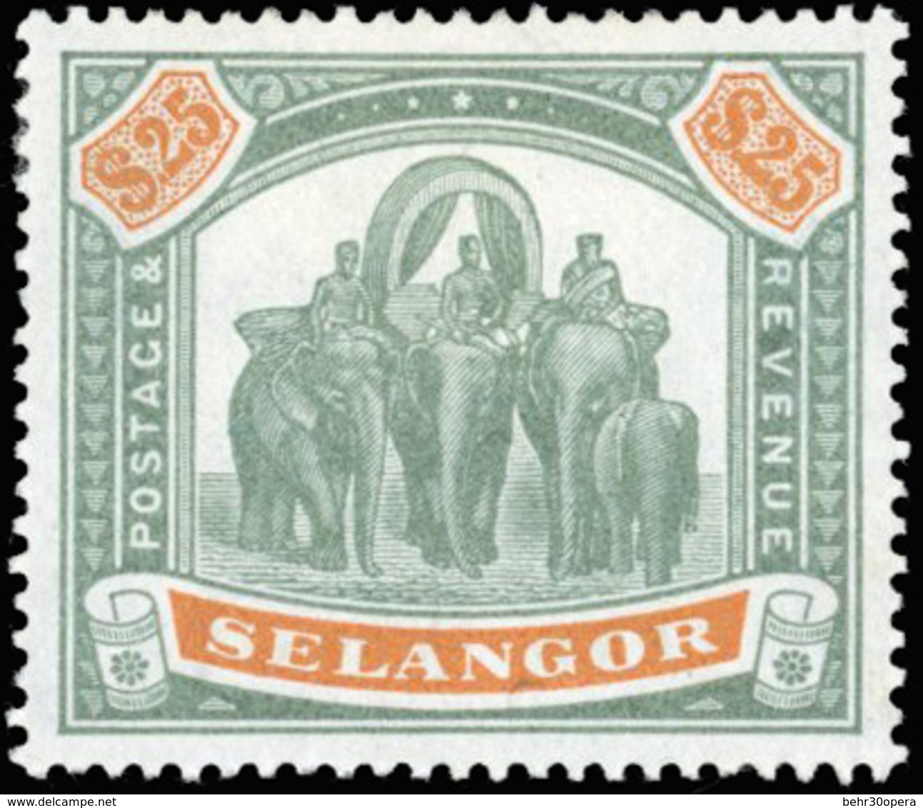 * N°25 - 25$. Vert Et Orange. (SG#66 - C.5000£). SUP. - Selangor