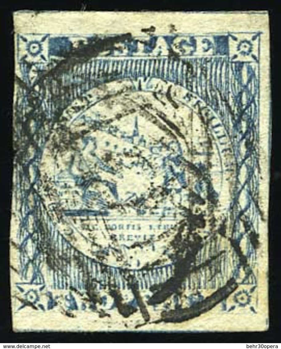 O N°3a - 2p. Bleu. Gravure Usée (SG#17). Obl. B. - Otros & Sin Clasificación