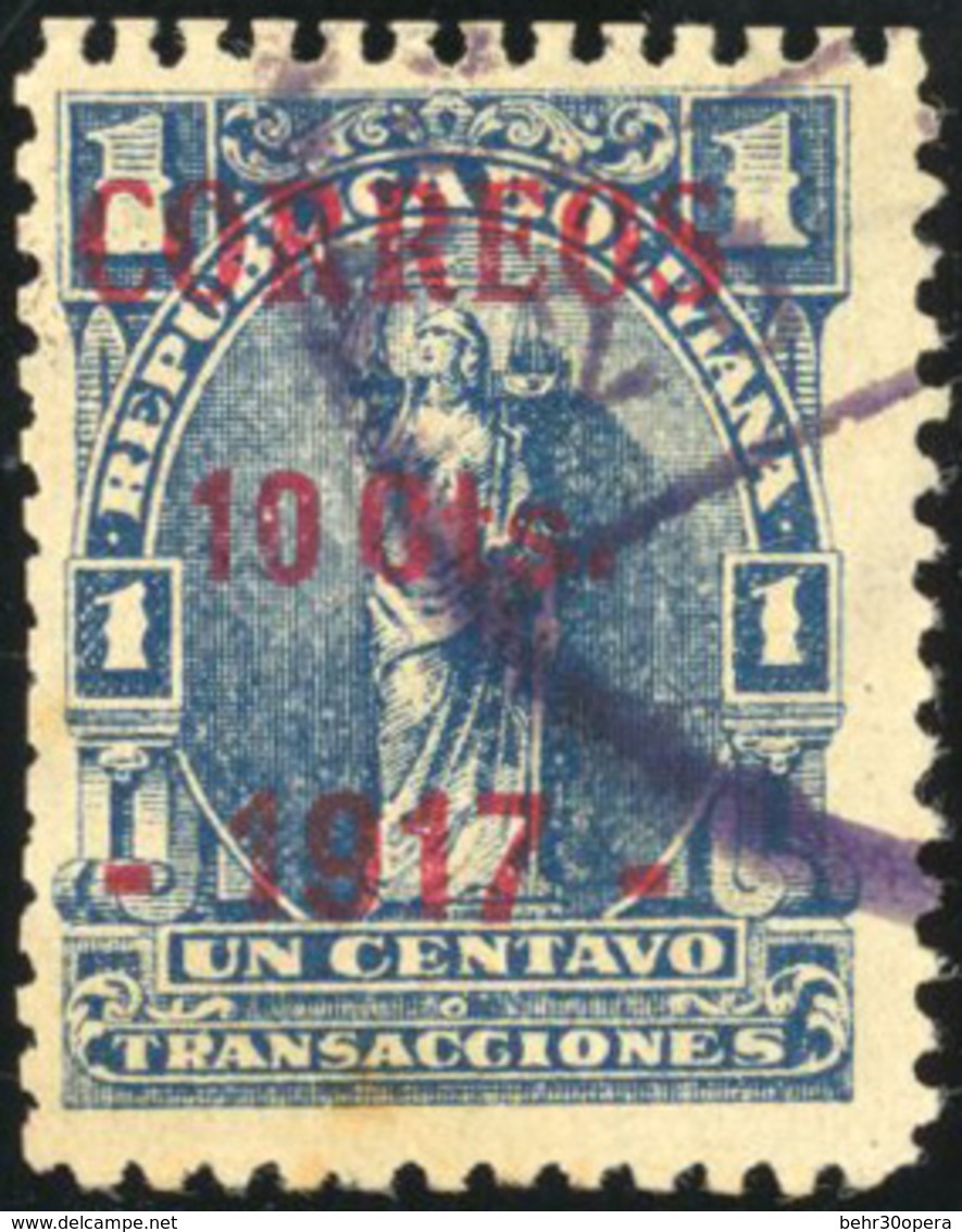 O N°110 - 10c. Sur 1c. Bleu. Surcharge Rouge. Obl. SUP. - Bolivia